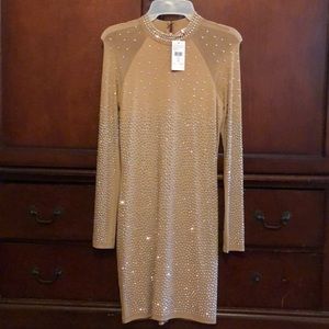 Dazzled rhinestone mini dress long sleeved